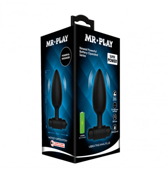MR PLAY - Vibrating Anal Plug (Battery - Black)